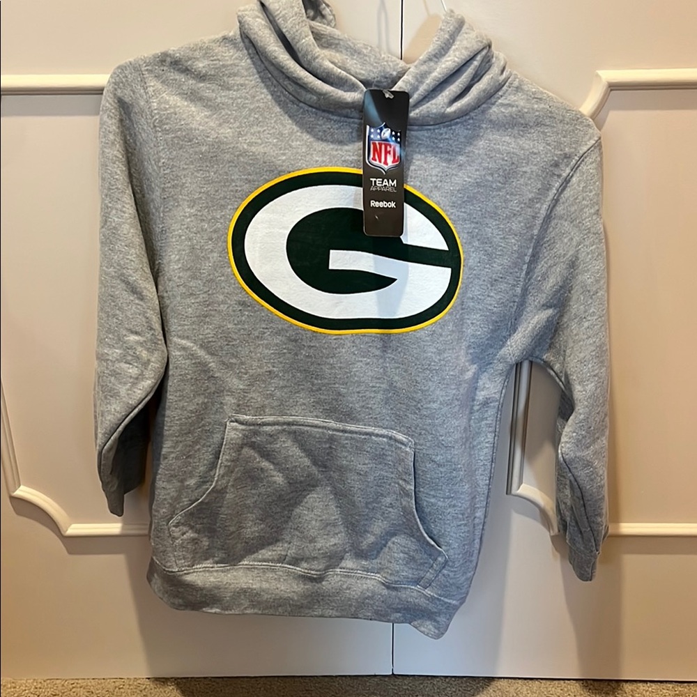 NWT Reebok Gray NFL Hoodie with Green Logo